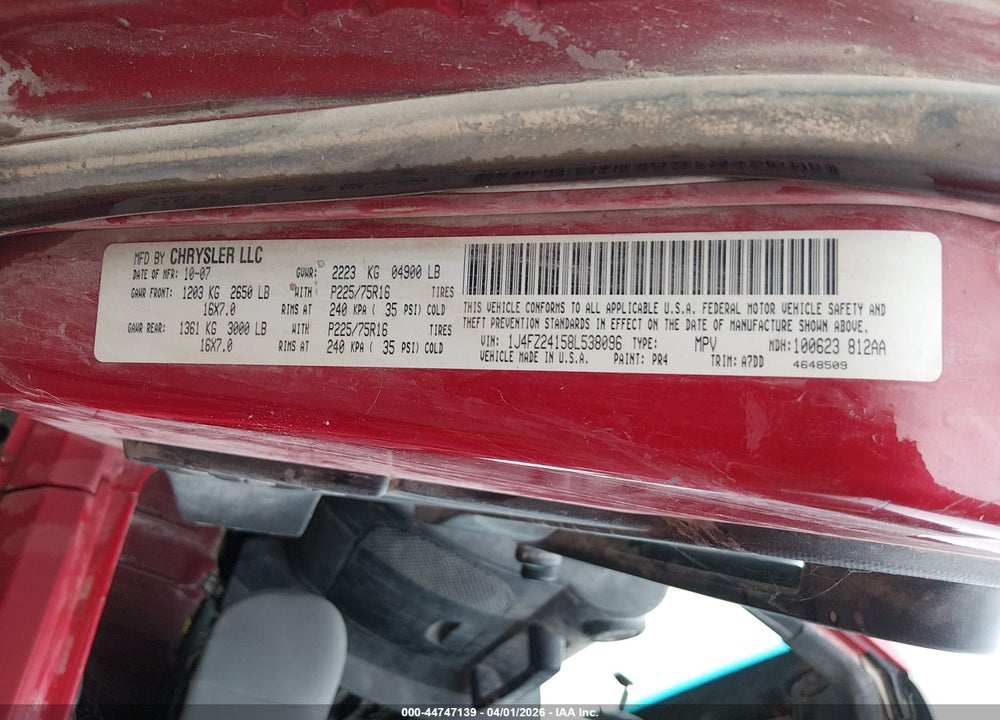 2008 JEEP WRANGLER X RHD VIN: 1J4FZ24158L538096