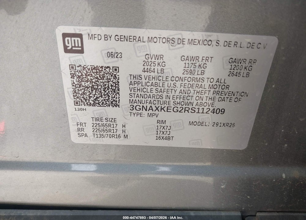 2024 CHEVROLET EQUINOX FWD LT VIN: 3GNAXKEG2RS112409