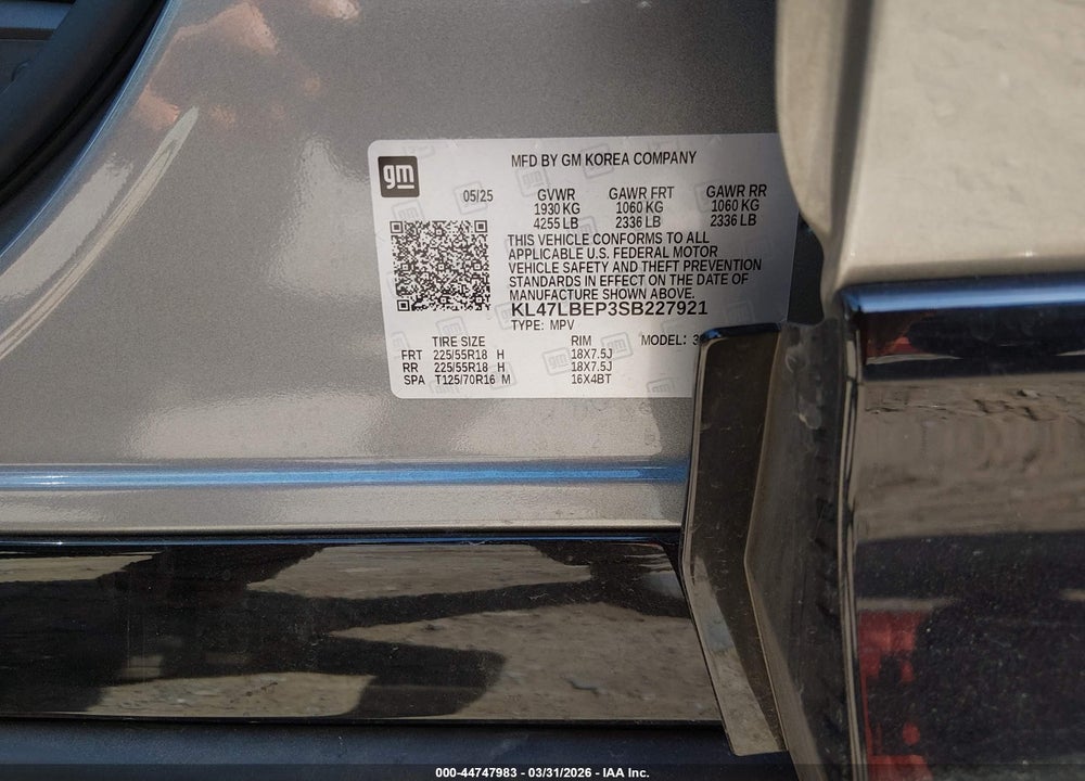 2025 BUICK ENVISTA SPORT TOURING FWD VIN: KL47LBEP3SB227921