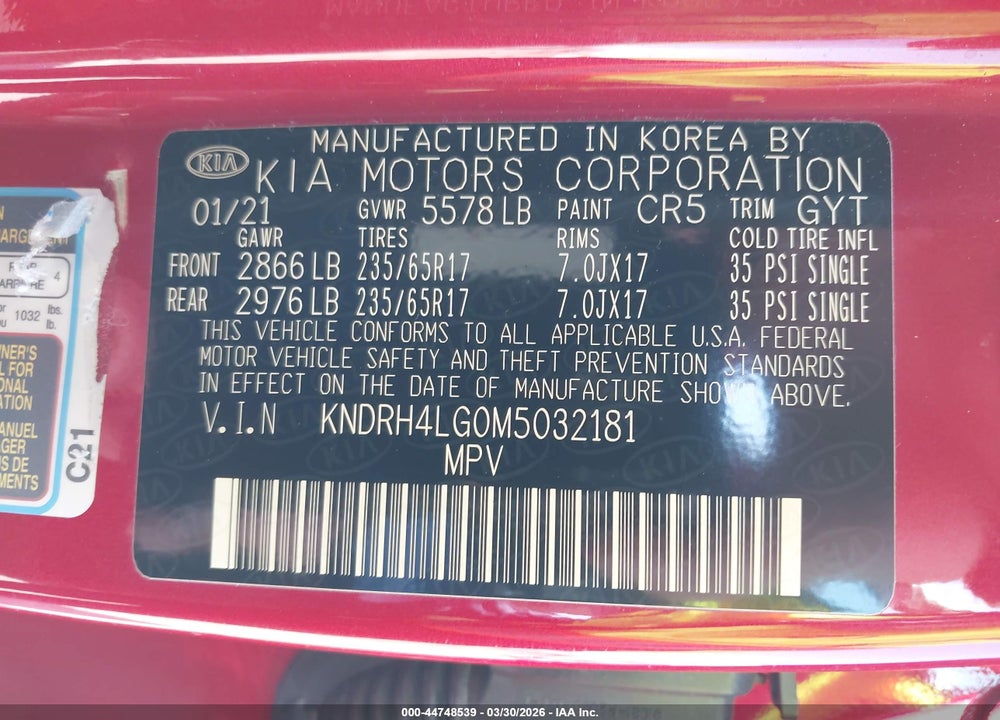 2021 KIA SORENTO HYBRID EX VIN: KNDRH4LG0M5032181