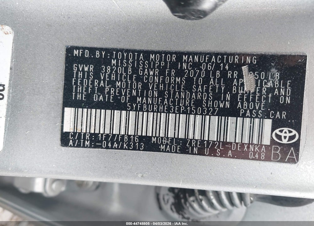 2016 TOYOTA COROLLA S PLUS VIN: 2T1BURHE3GC609181