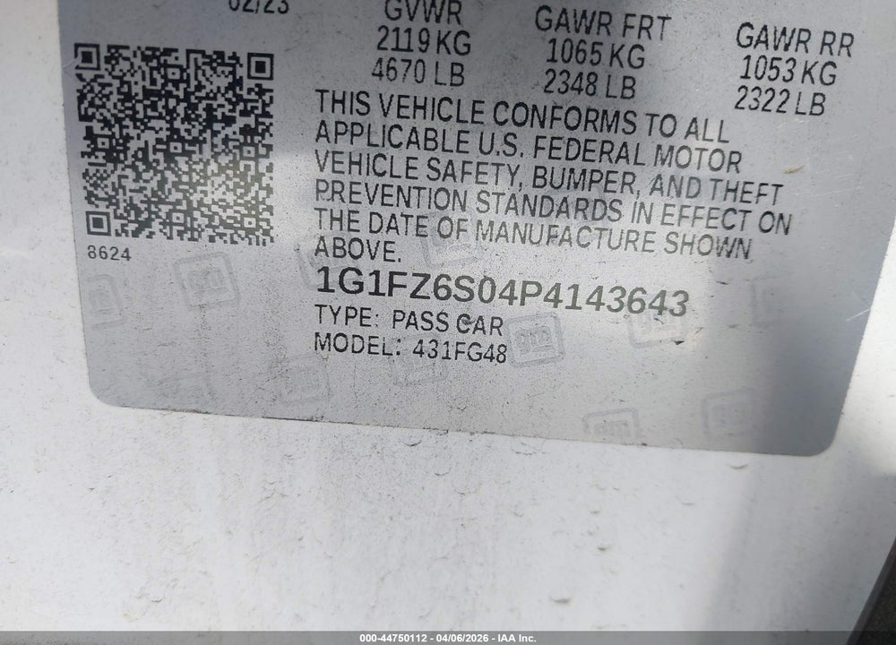 2023 CHEVROLET BOLT EUV FWD PREMIER VIN: 1G1FZ6S04P4143643
