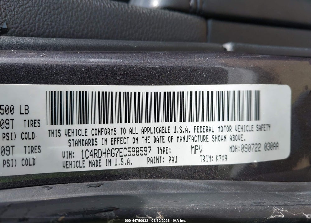 2014 DODGE DURANGO SXT VIN: 1C4RDHAG7EC598597