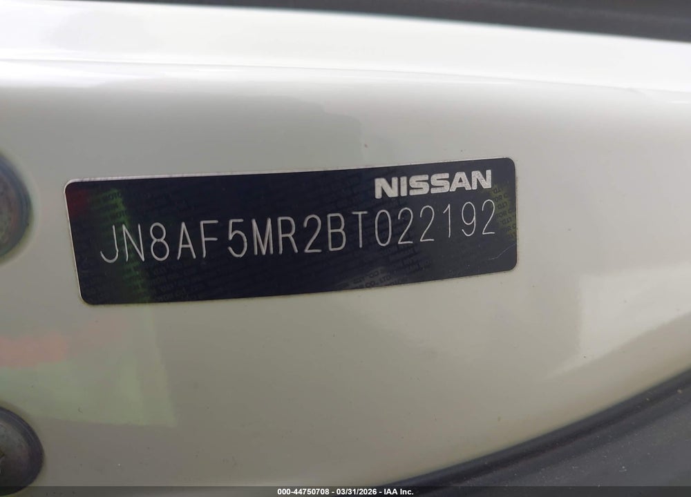 2011 NISSAN JUKE S VIN: JN8AF5MR2BT022192
