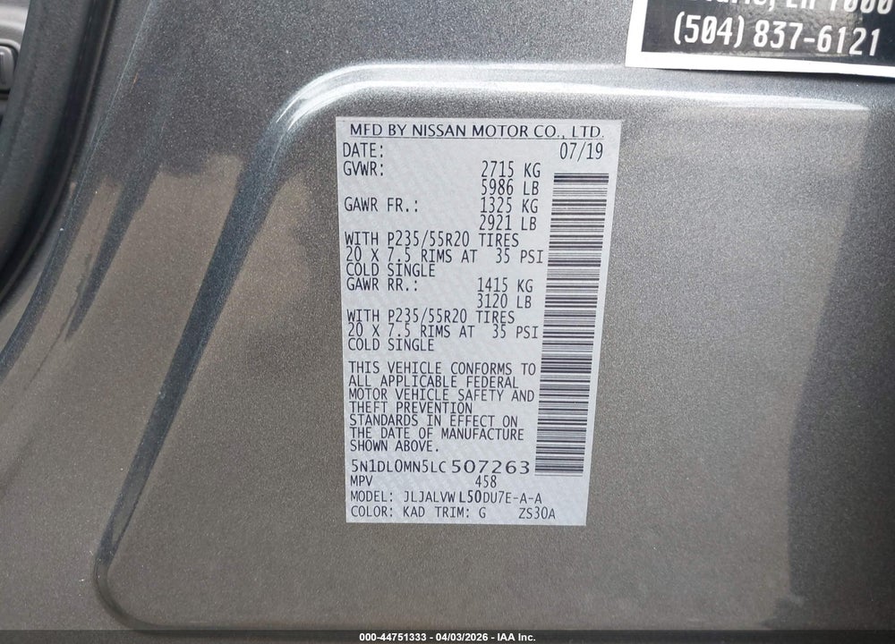 2020 INFINITI QX60 LUXE VIN: 5N1DL0MN5LC507263