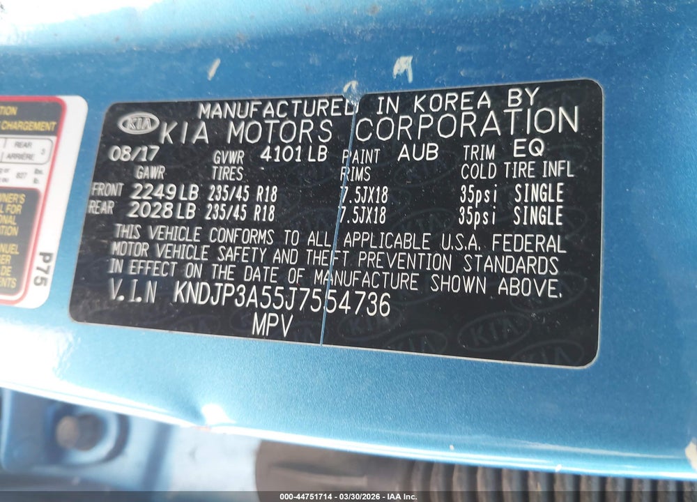 2018 KIA SOUL + VIN: KNDJP3A55J7554736
