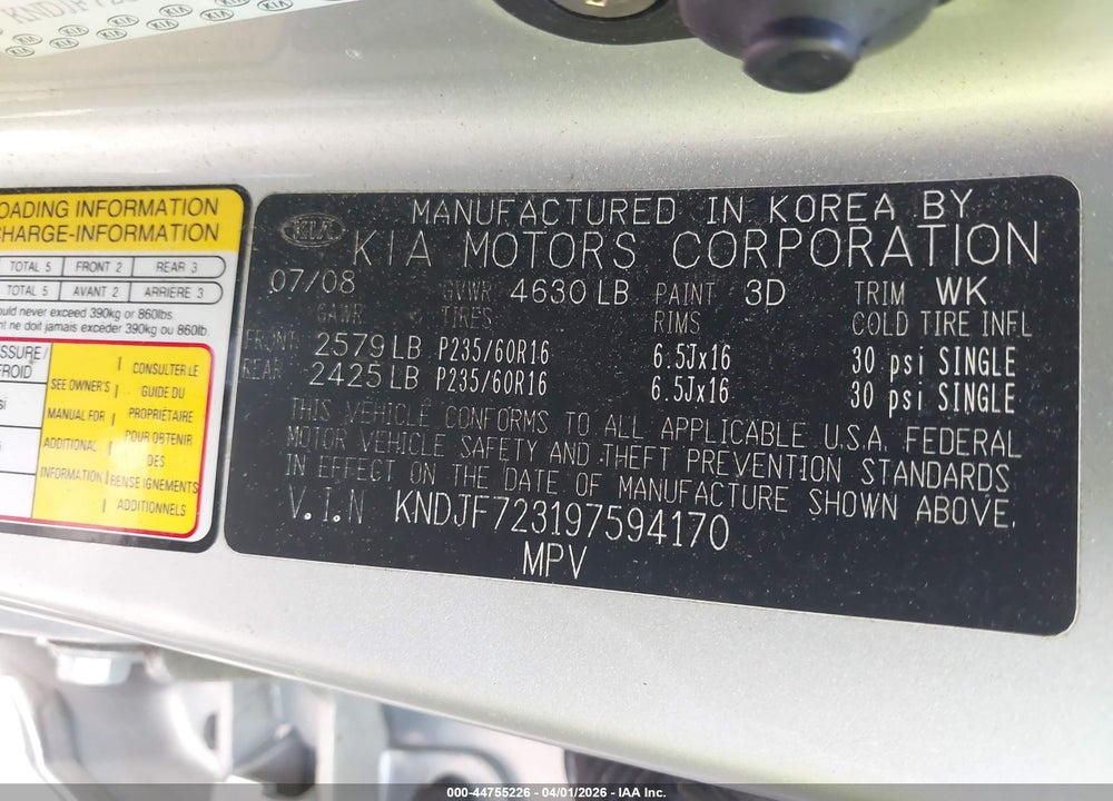 2009 KIA SPORTAGE EX V6 VIN: KNDJF723197594170