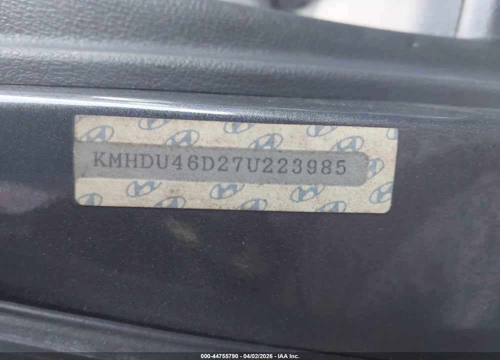 2007 HYUNDAI ELANTRA GLS/LIMITED/SE VIN: KMHDU46D27U223985