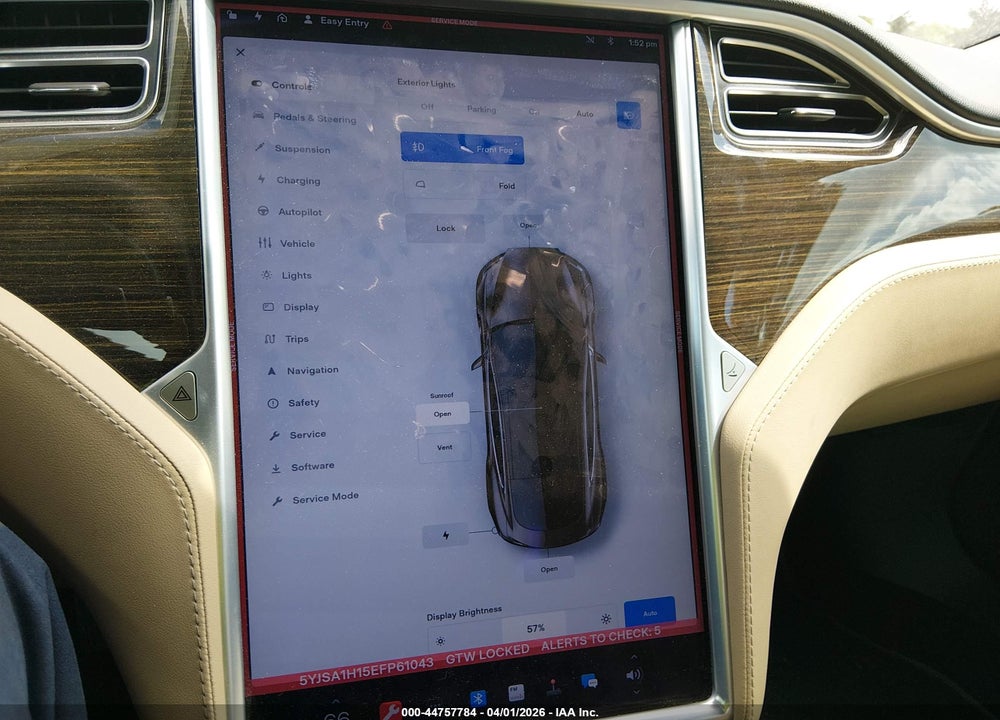 2014 TESLA MODEL S P85 VIN: 5YJSA1H15EFP61043