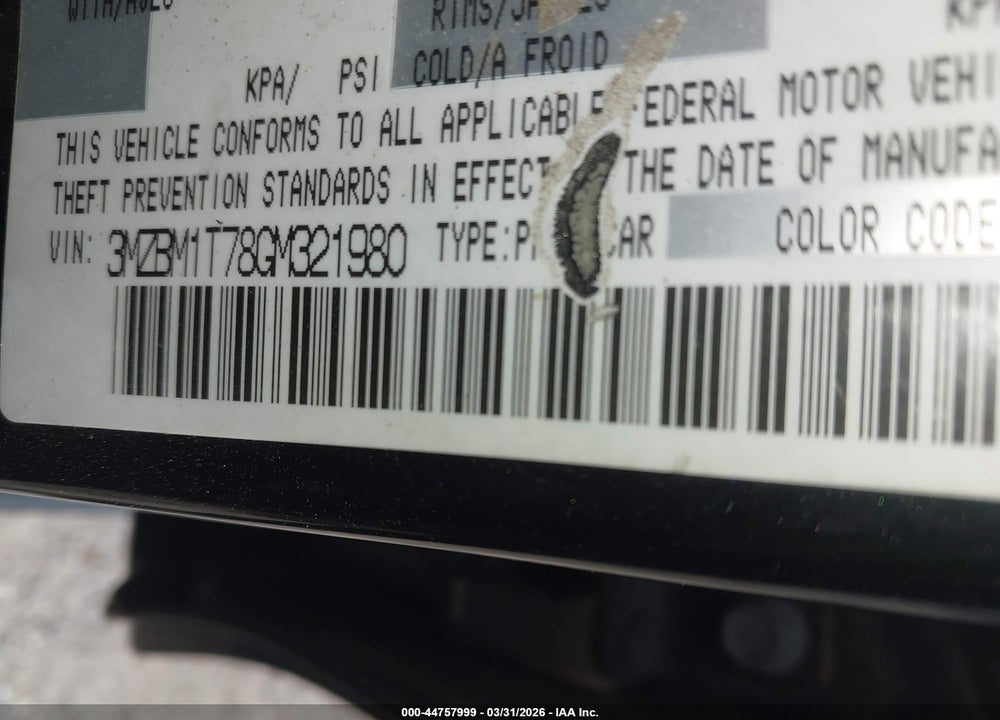 2016 MAZDA 3 I SPORT VIN: 3MZBM1T78GM321980