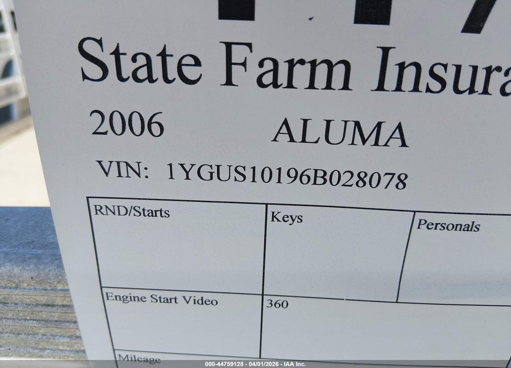 2006 ALUMA 5X10 UTILTY TRAILER VIN: 1YGUS10196B028078