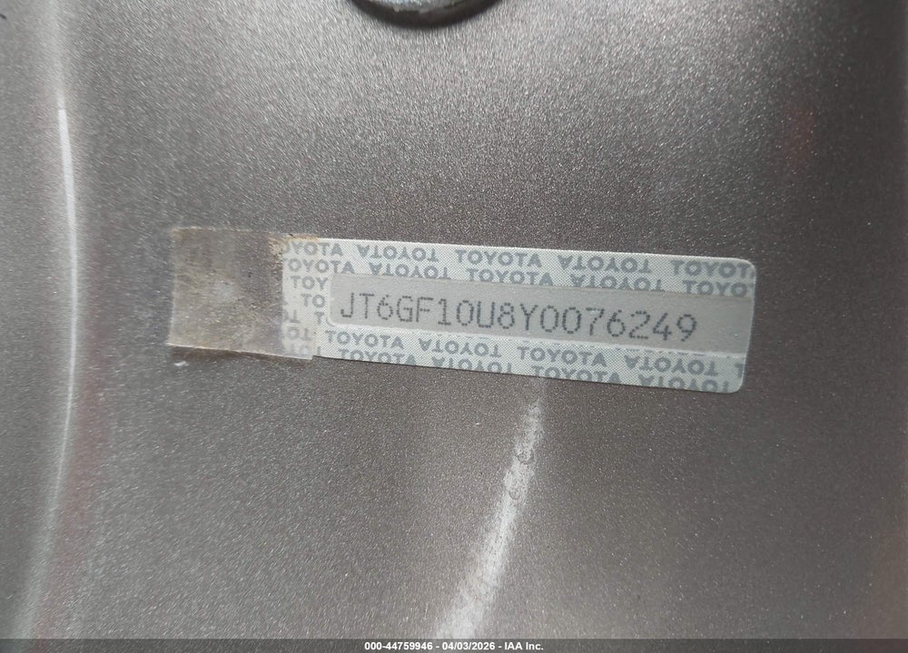 2000 LEXUS RX 300 VIN: JT6GF10U8Y0076249