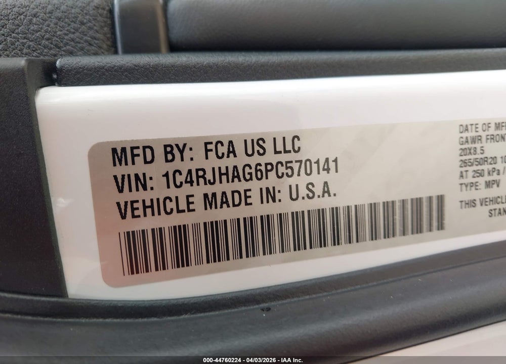 2023 JEEP GRAND CHEROKEE ALTITUDE 4X4 VIN: 1C4RJHAG6PC570141