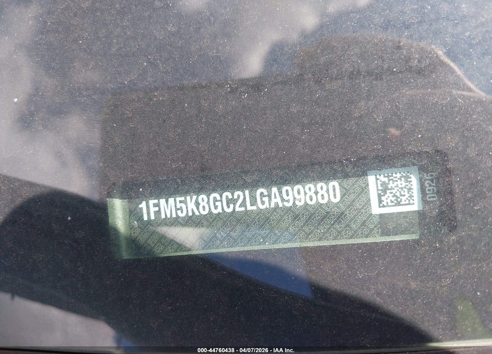 2020 FORD EXPLORER ST VIN: 1FM5K8GC2LGA99880