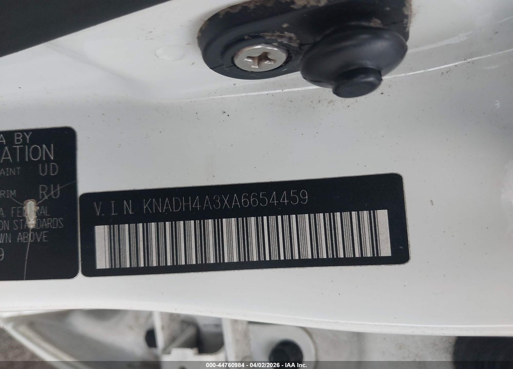 2010 KIA RIO LX VIN: KNADH4A3XA6654459