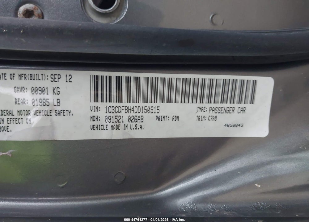2013 DODGE DART RALLYE VIN: 1C3CDFBH4DD150915