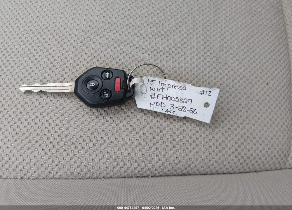 2015 SUBARU IMPREZA 2.0I VIN: JF1GJAA67FH005829