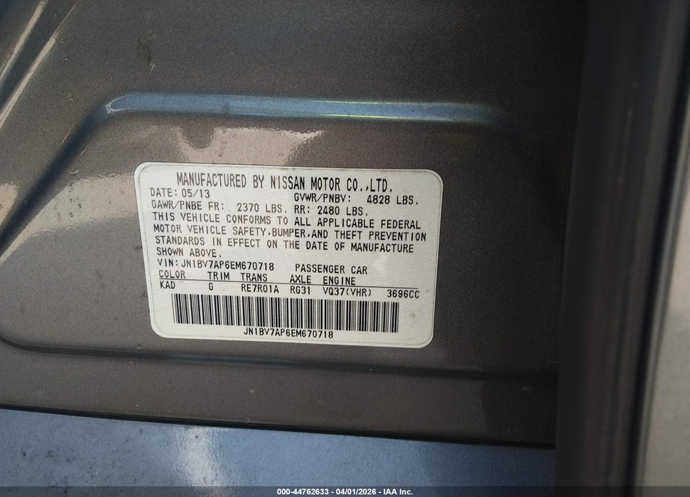 2014 INFINITI Q50 PREMIUM VIN: JN1BV7AP6EM670718
