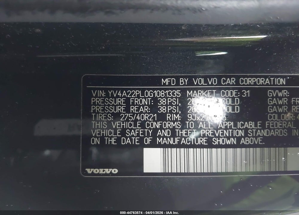 2016 VOLVO XC90 T6 INSCRIPTION VIN: YV4A22PL0G1081335