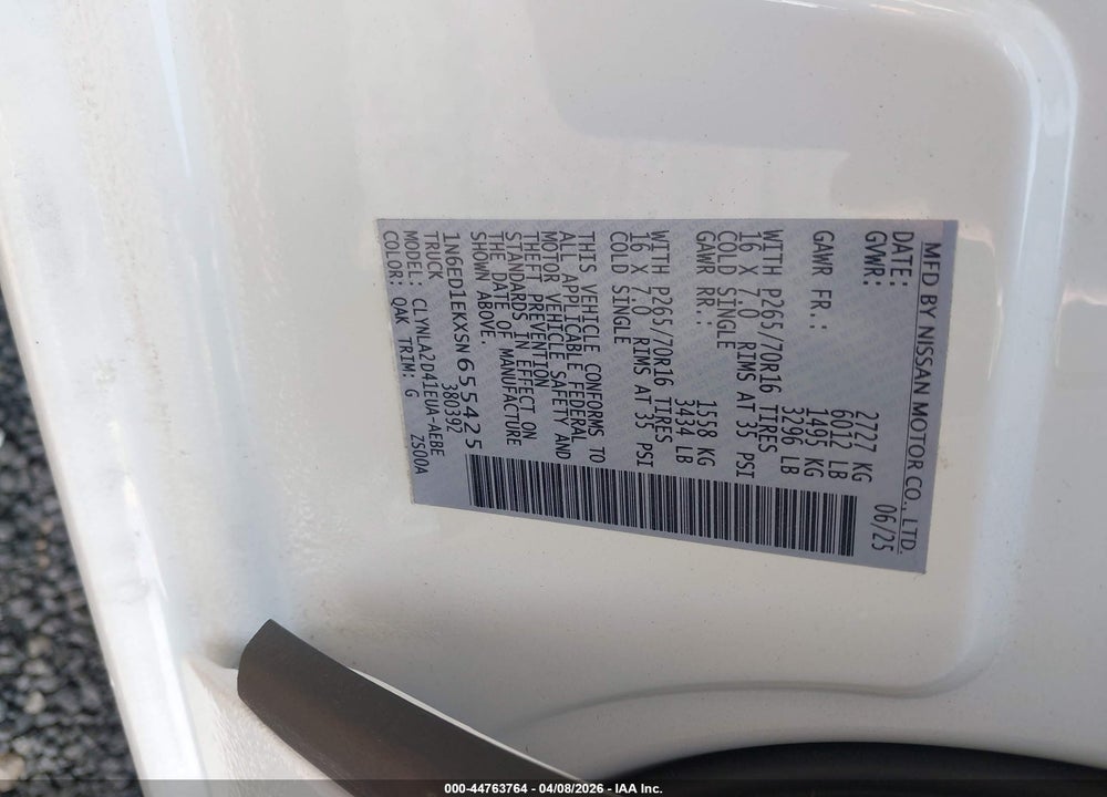 2025 NISSAN FRONTIER S 4X4 VIN: 1N6ED1EKXSN655425