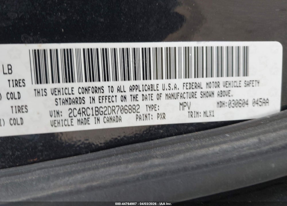 2013 CHRYSLER TOWN & COUNTRY TOURING VIN: 2C4RC1BG2DR706882