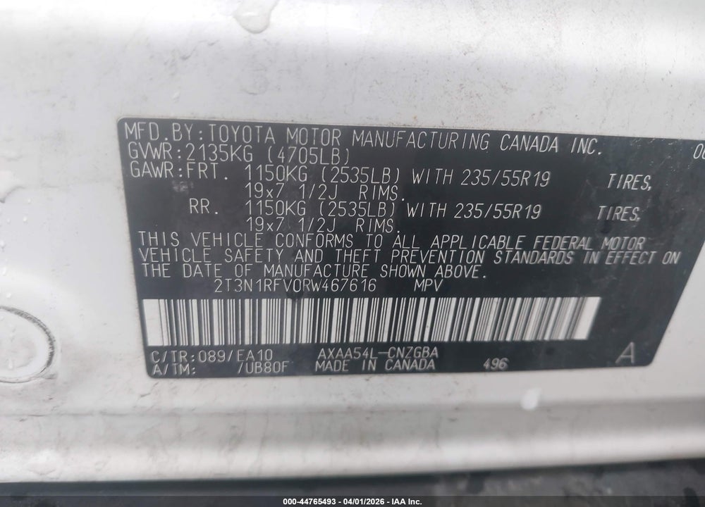 2024 TOYOTA RAV4 LIMITED VIN: 2T3N1RFV0RW467616