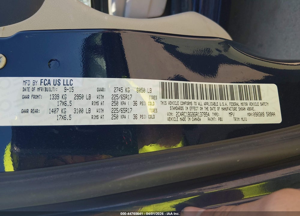 2016 CHRYSLER TOWN & COUNTRY TOURING VIN: 2C4RC1BG9GR137954