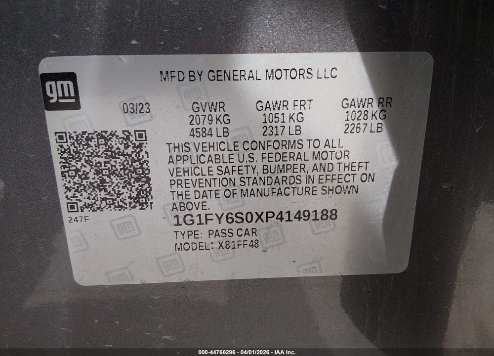 2023 CHEVROLET BOLT EUV FWD LT VIN: 1G1FY6S0XP4149188