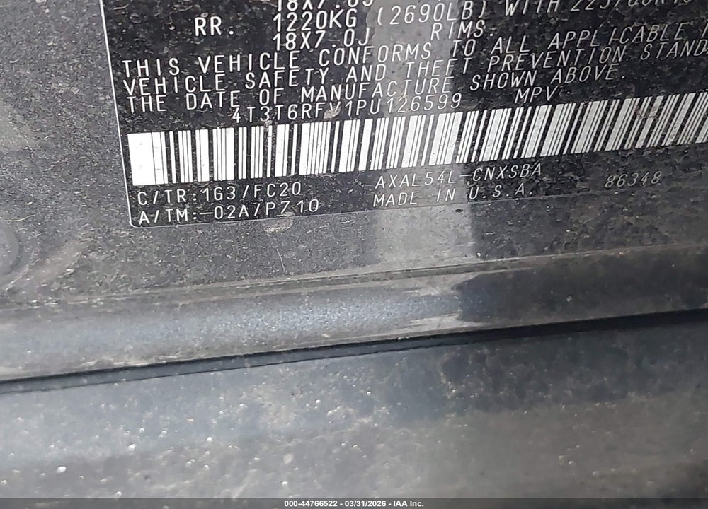 2023 TOYOTA RAV4 HYBRID SE VIN: 4T3T6RFV1PU126599