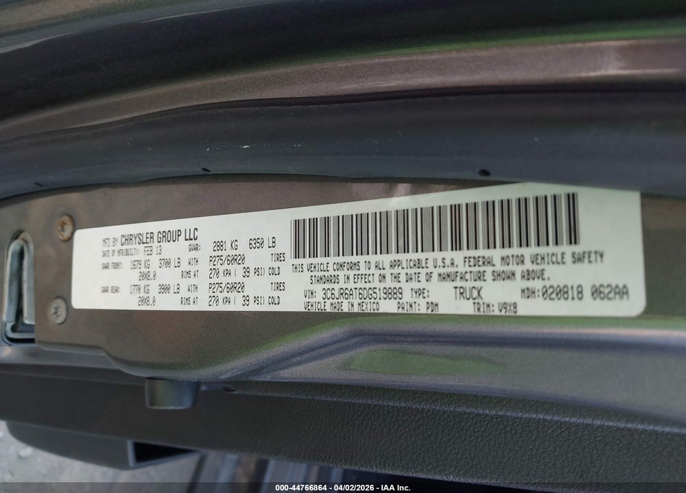 2013 RAM 1500 EXPRESS VIN: 3C6JR6AT6DG519889