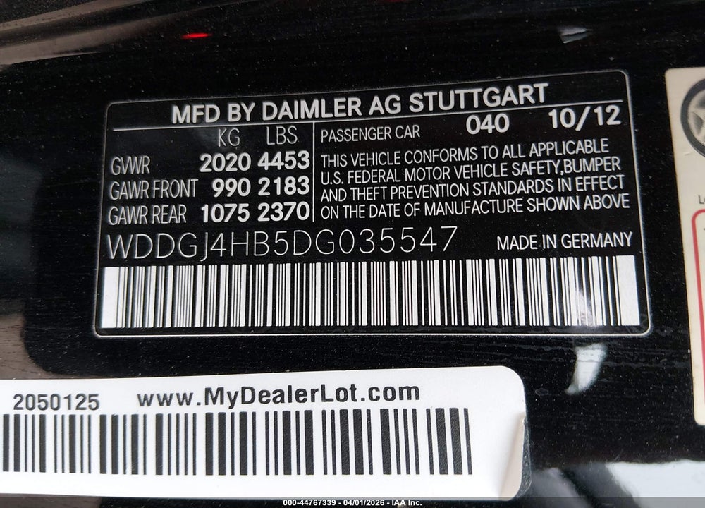 2013 MERCEDES-BENZ C 250 VIN: WDDGJ4HB5DG035547