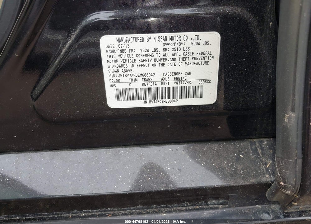 2014 INFINITI Q50 PREMIUM VIN: JN1BV7AR0EM688942