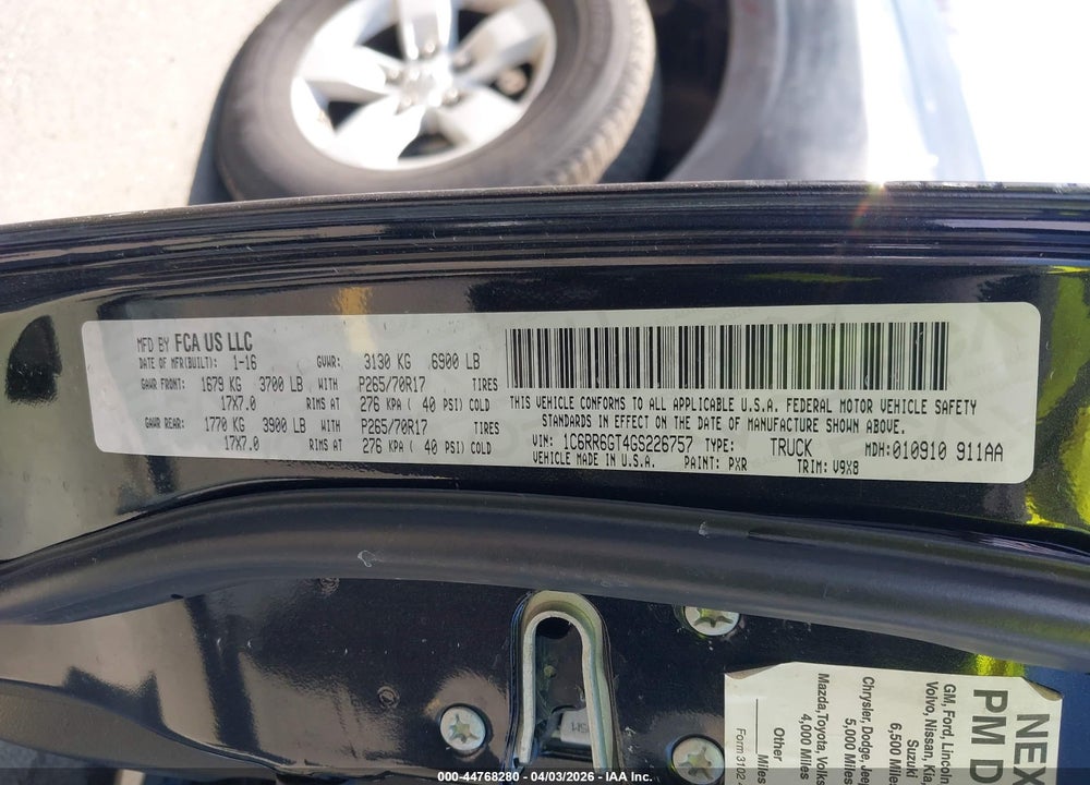 2016 RAM 1500 SLT VIN: 1C6RR6GT4GS226757