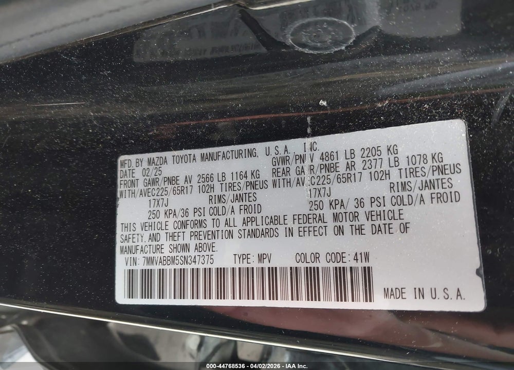 2025 MAZDA CX-50 2.5 S PREFERRED PACKAGE VIN: 7MMVABBM5SN347375
