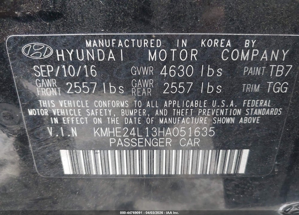 2017 HYUNDAI SONATA HYBRID SE VIN: KMHE24L13HA051635