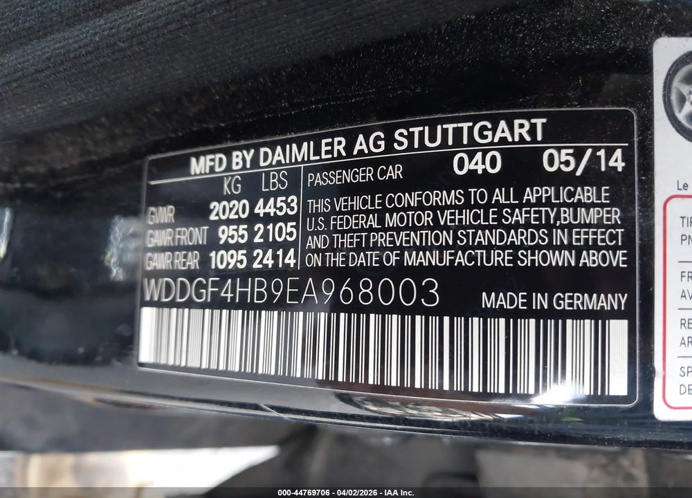 2014 MERCEDES-BENZ C 250 SPORT VIN: WDDGF4HB9EA968003