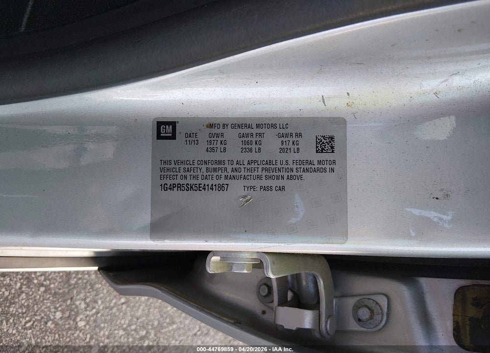 2014 BUICK VERANO CONVENIENCE GROUP VIN: 1G4PR5SK5E4141867