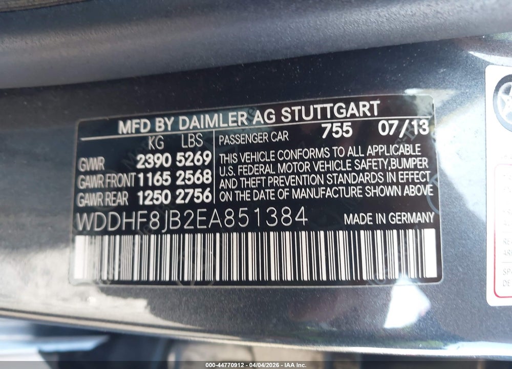 2014 MERCEDES-BENZ E 350 4MATIC VIN: WDDHF8JB2EA851384