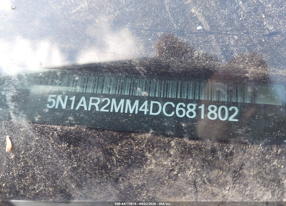 2013 NISSAN PATHFINDER SV VIN: 5N1AR2MM4DC681802