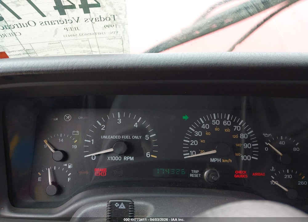 1999 JEEP CHEROKEE CLASSIC/SPORT VIN: 1J4FF68S6XL549433
