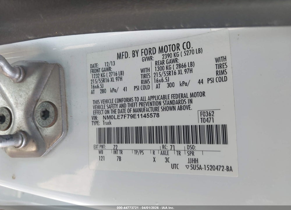 2014 FORD TRANSIT CONNECT XLT VIN: NM0LE7F79E1145578