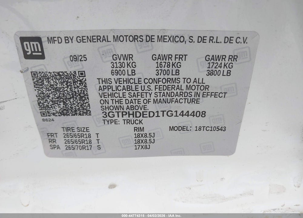 2026 GMC SIERRA 1500 , SHORT BED, SLT, RWD VIN: 3GTPHDED1TG144408