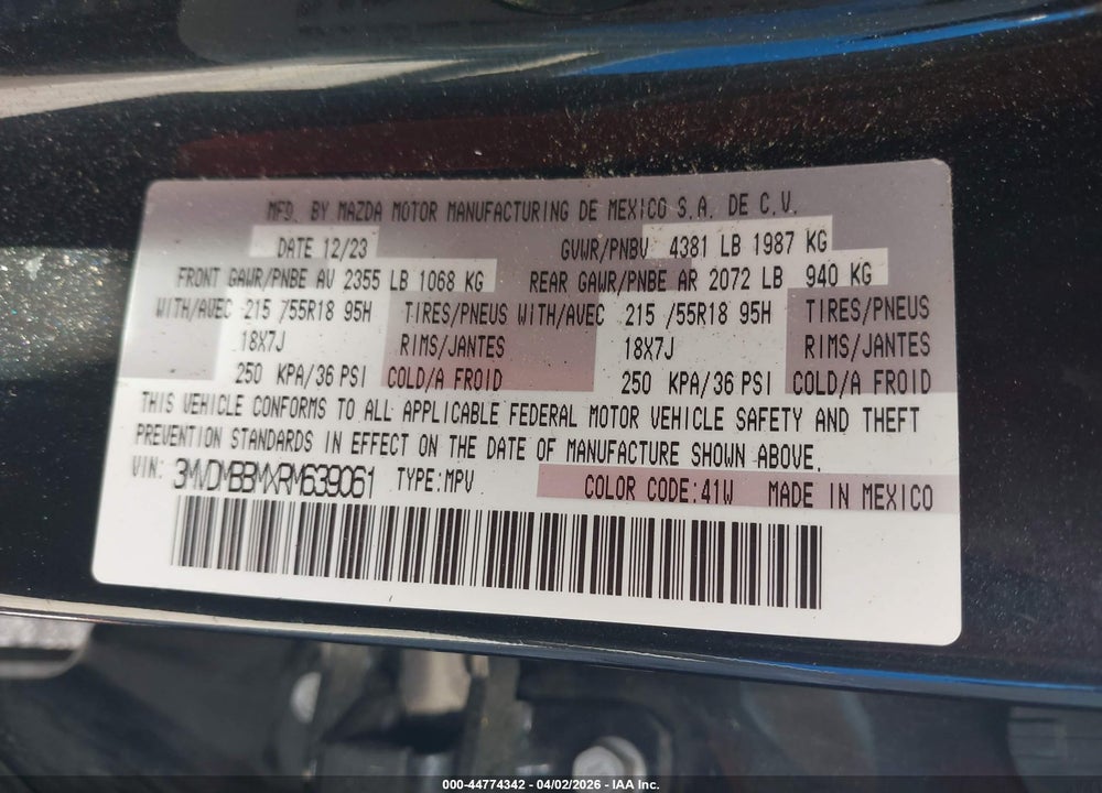 2024 MAZDA CX-30 2.5 S SELECT SPORT VIN: 3MVDMBBMXRM639061