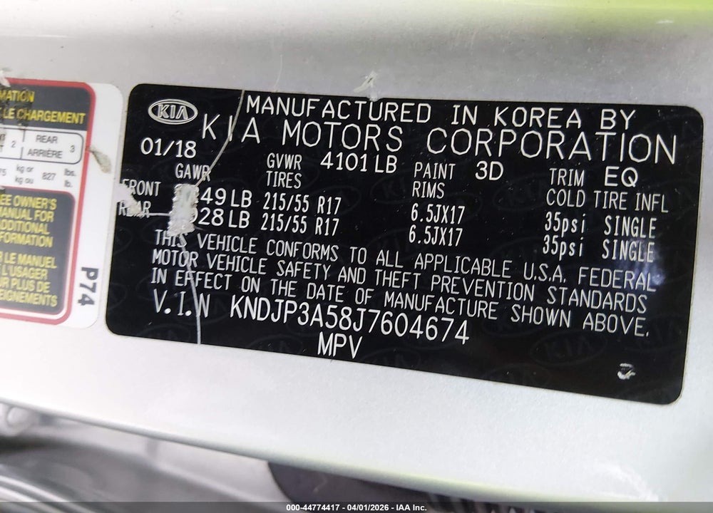2018 KIA SOUL + VIN: KNDJP3A58J7604674