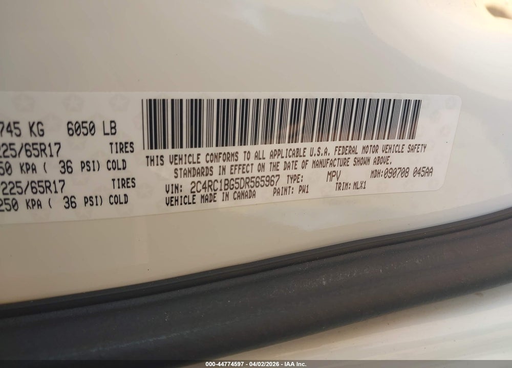 2013 CHRYSLER TOWN & COUNTRY TOURING VIN: 2C4RC1BG5DR565967