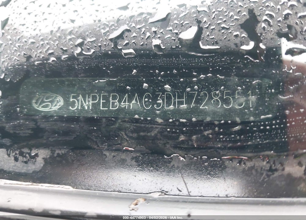 2013 HYUNDAI SONATA GLS VIN: 5NPEB4AC3DH728551