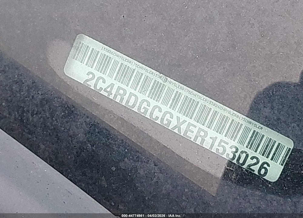 2014 DODGE GRAND CARAVAN SXT VIN: 2C4RDGCGXER153026