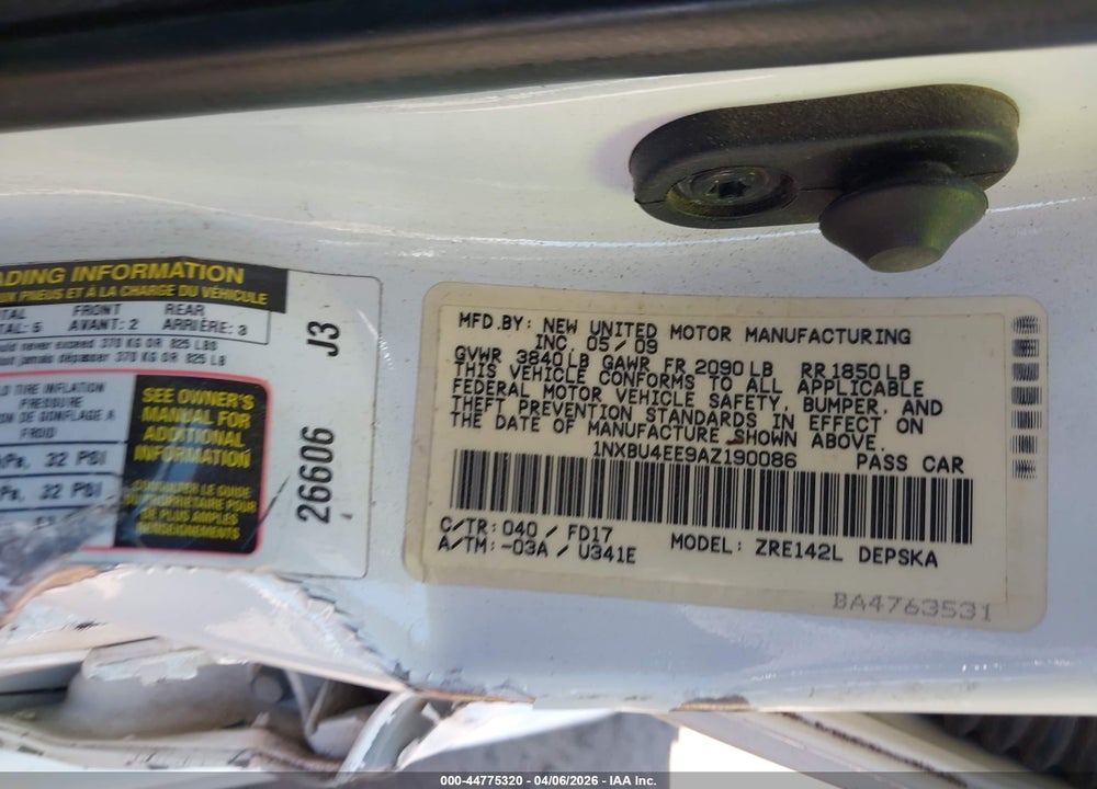 2010 TOYOTA COROLLA S VIN: 1NXBU4EE9AZ190086