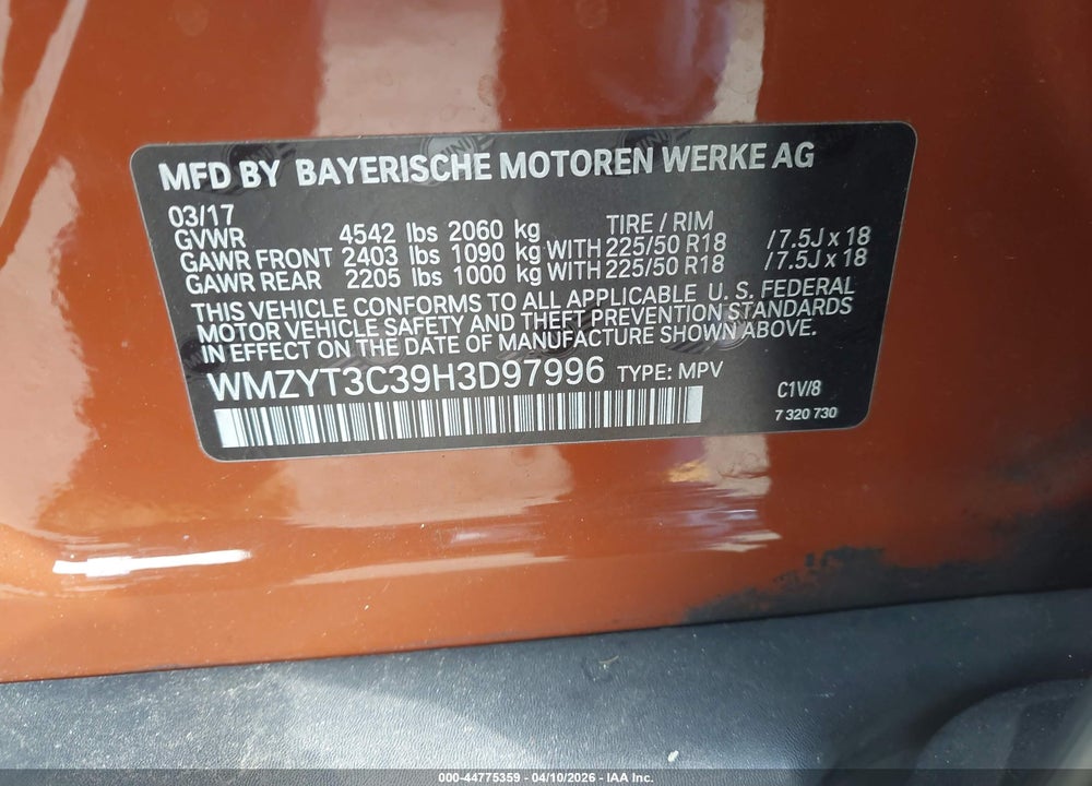 2017 MINI COUNTRYMAN COOPER S VIN: WMZYT3C39H3D97996