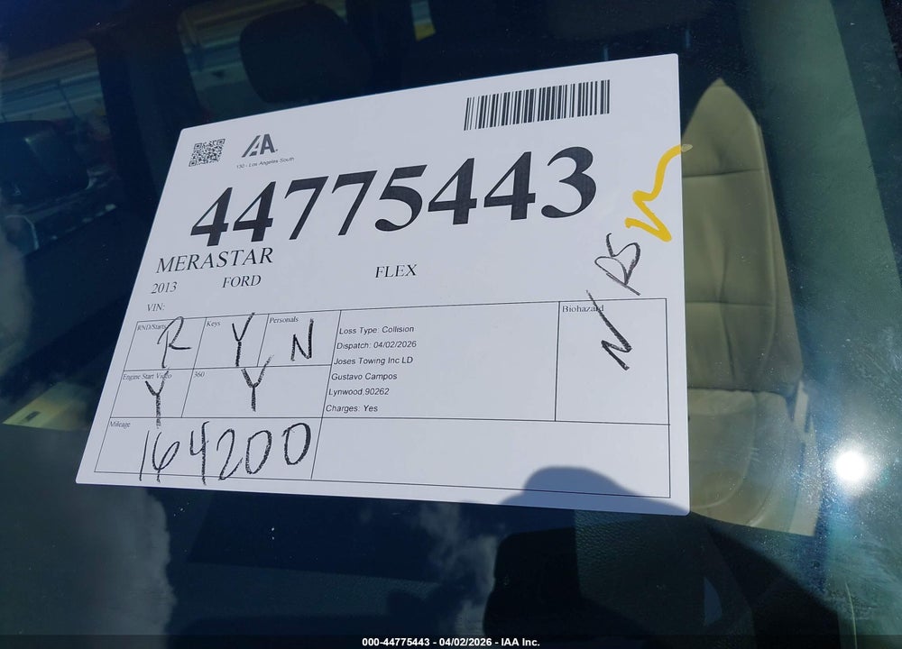 2013 FORD FLEX SEL VIN: 2FMGK5C80DBD23696